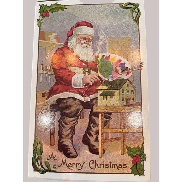 Vintage Victorian Christmas & New Year Postcards Set Girls Boys Santa Angels - Picture 2 of 12